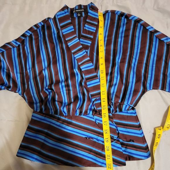 NWT INC International Concepts Sm Striped Night Out LS Wrap Top - Picture 7 of 8